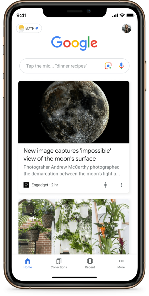 Application Google permettant de consulter les actualités dans Google Discover
