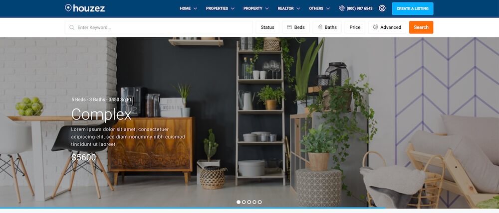 Classement des meilleurs thèmes WordPress pour les sites immobiliers, 7, Houzez