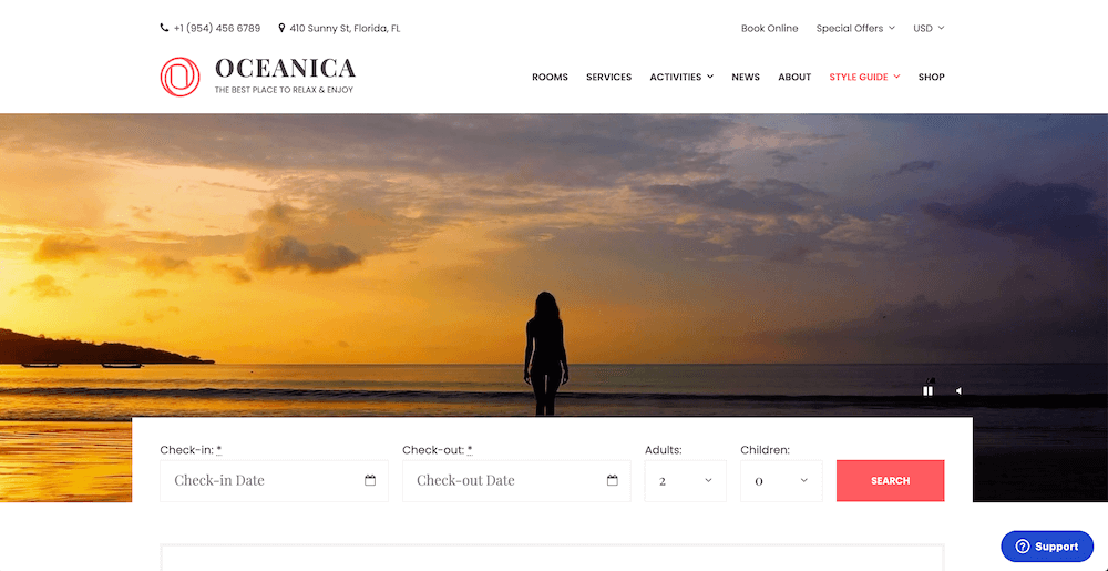 Classement des meilleurs thèmes WordPress pour les hôtels, 18, Oceanica